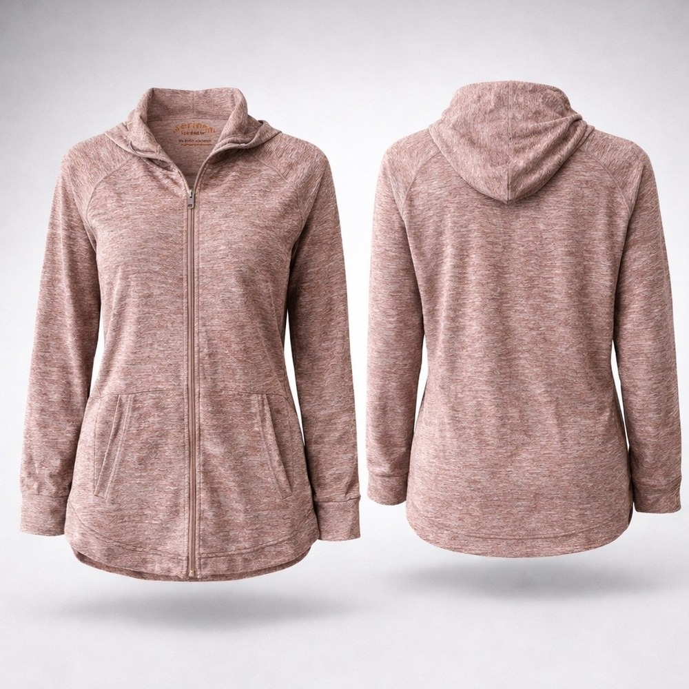 Serene Tangerine Mauve Heather‎ Full Zip Hoodie Thumbholes F12118D672 Womens SM